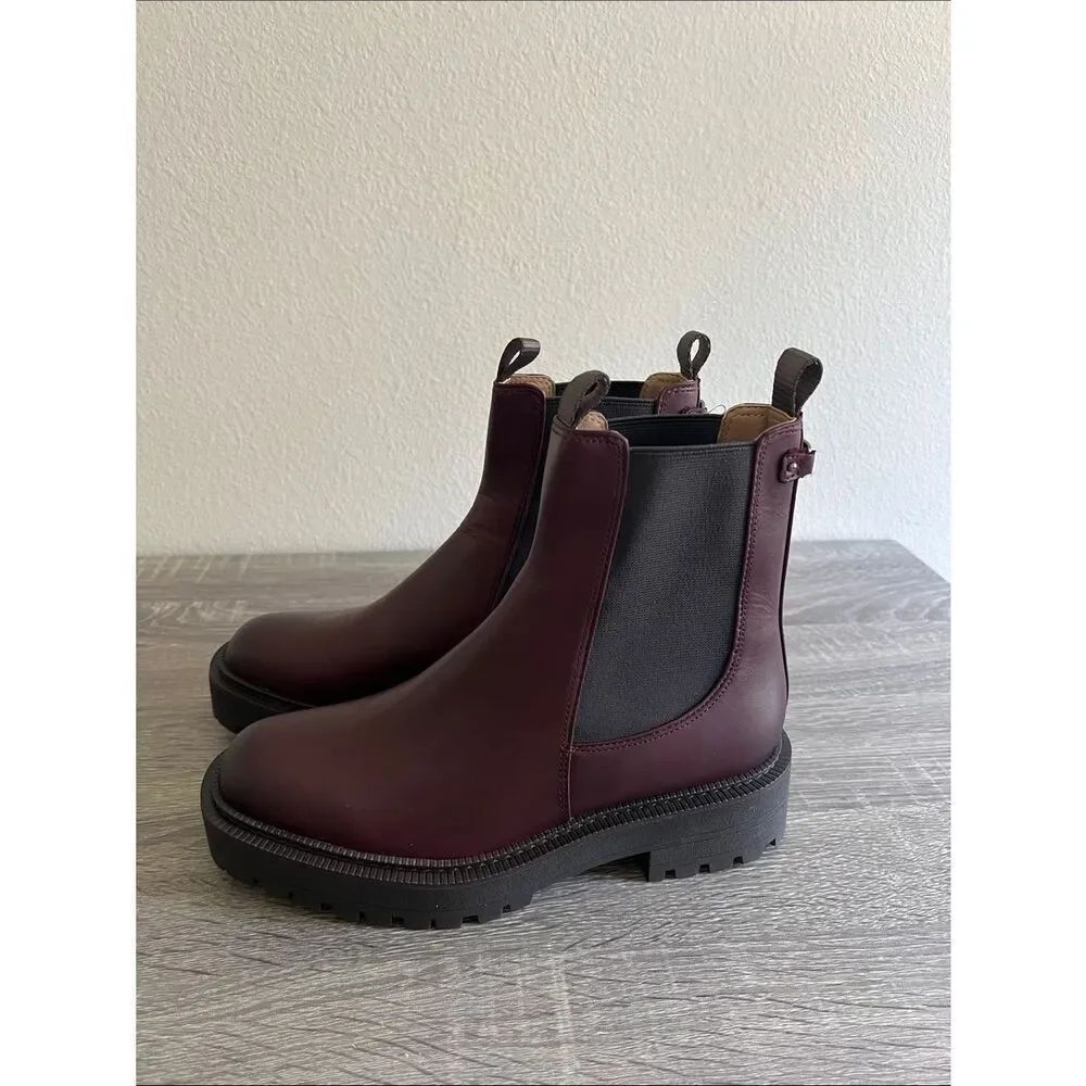 Sam Edelman Women's Laguna Burgundy Chelsea Boots Leather Ankle Boot 7M - Picture 6 of 9